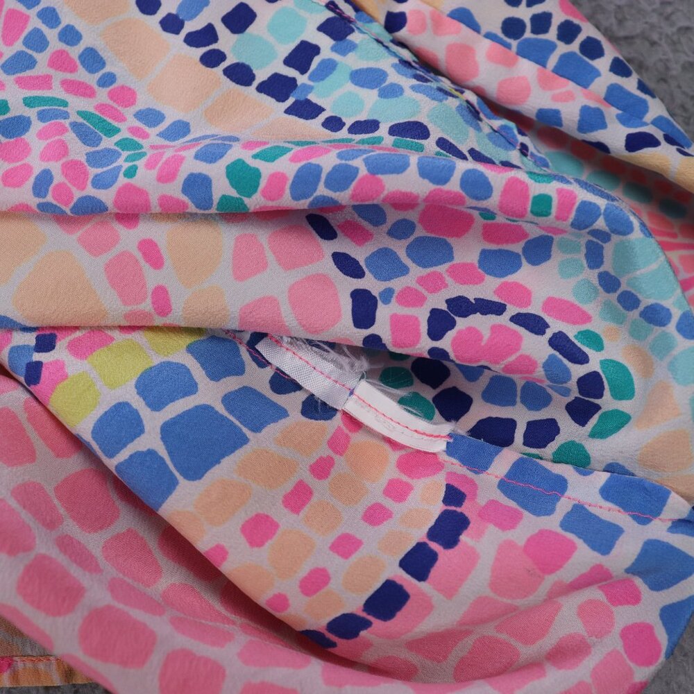 Lilly Pulitzer Elsa Top Womens Small Multicolor Silk Blouse Long Sleeve Beach - Picture 6 of 9